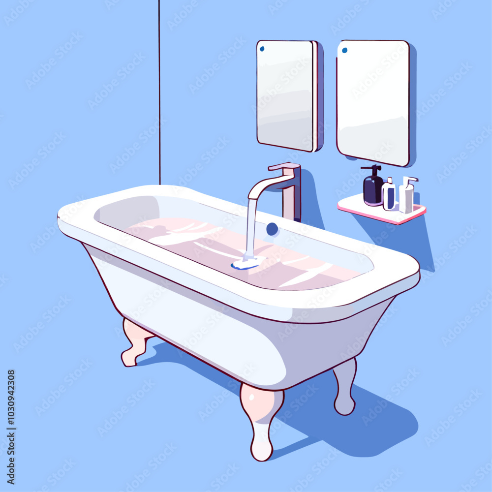Vintage Bathtub Illustration for Interior Design and Home Decor Projects
