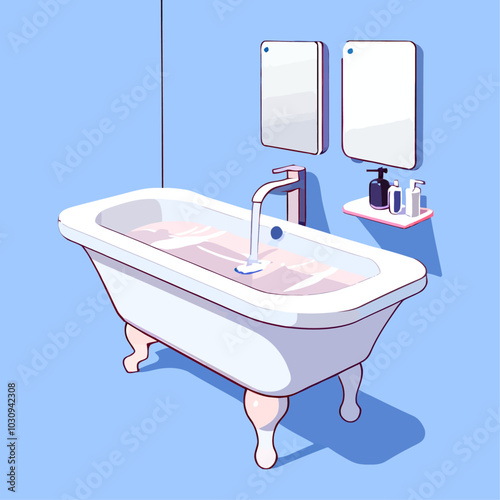 Obraz na płótnie Vintage Bathtub Illustration for Interior Design and Home Decor Projects w salonie
