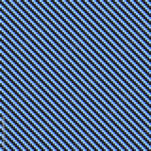 Black and blue vertical carbon fiber seamless texture pattern vector illustration. Textile fabric, car tuning or cloth macro seamless kevlar crisscross texture background.