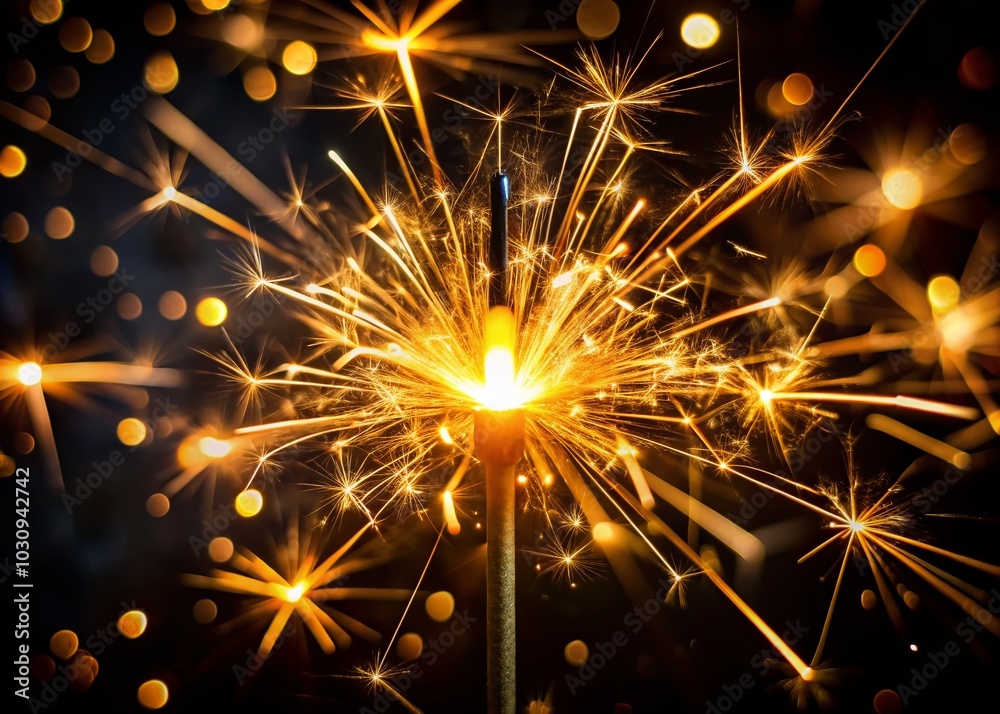 Naklejka premium Surreal Bengal Fire Sparkler Candle with Realistic Light Effects for New Year Celebrations