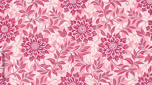 Seamless pink floral background with macro flowers