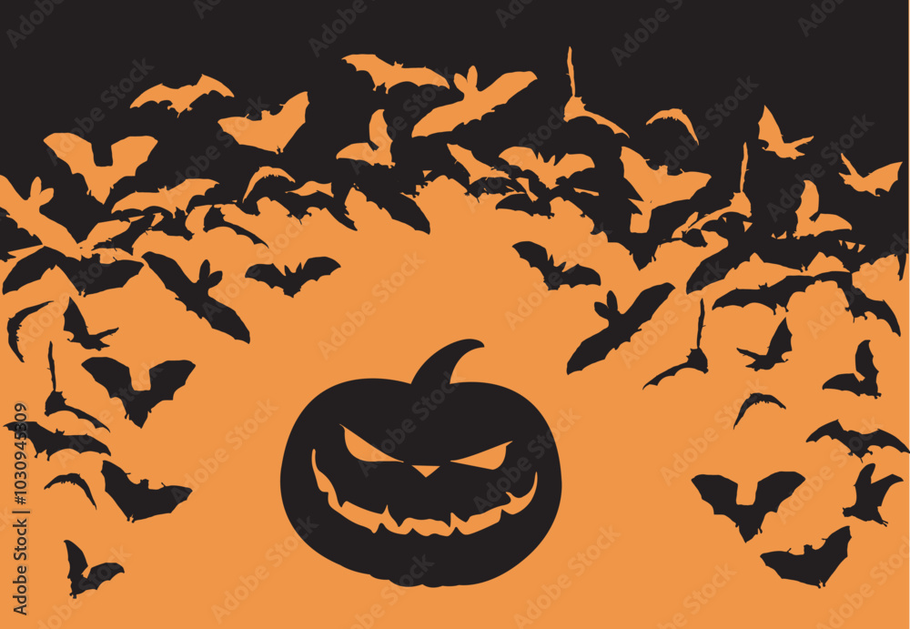 Halloween background with pumpkin and bats Halloween background with pumpkin and bats