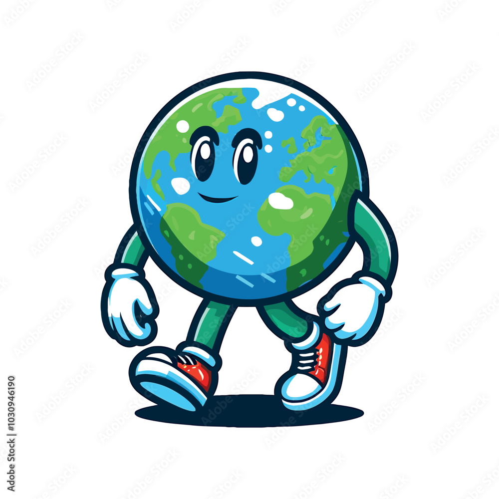 A Cute Happy Earth Cartoon vector A Cute Happy Earth Cartoon vector