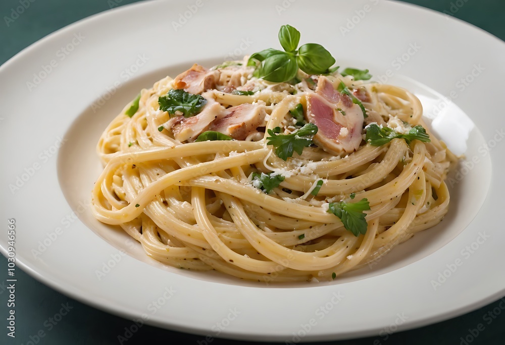 Traditional Italian pasta Carbonara, Spaghetti with bacon, egg and parmesan cheese Traditional Italian pasta Carbonara, Spaghetti with bacon, egg and parmesan cheese