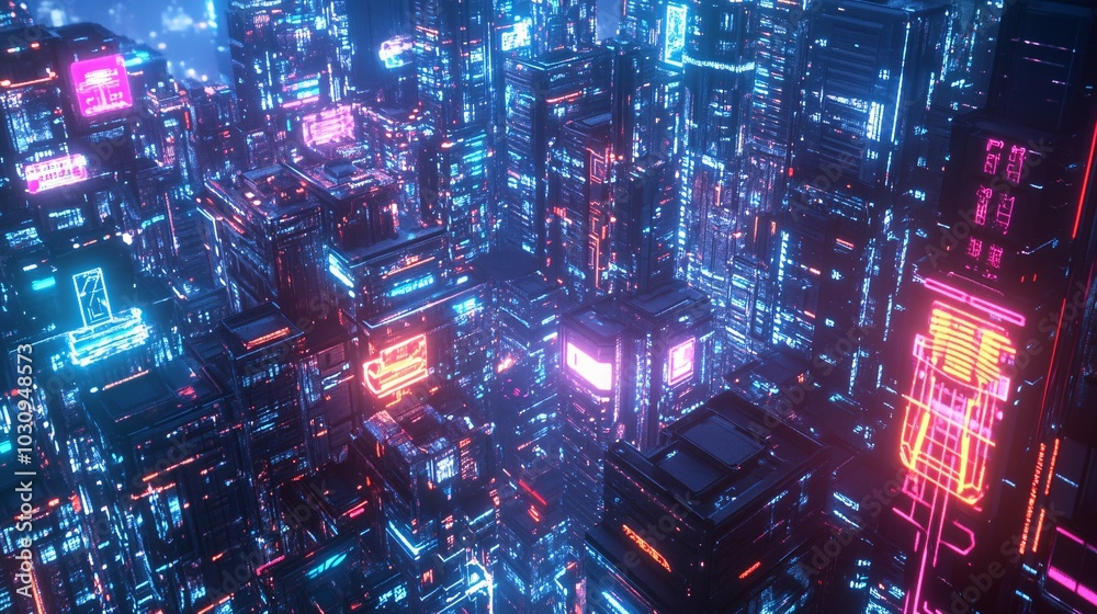 Cyberpunk Cityscape with Neon Lights Cyberpunk Cityscape with Neon Lights