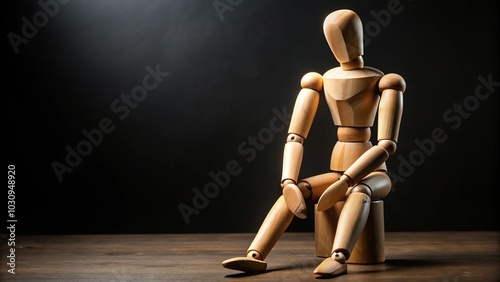 tired upset wooden mannequin