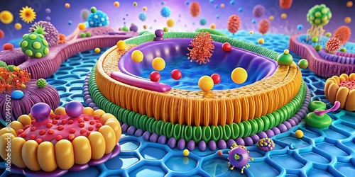 Detailed Membrane Structure Diagram Illustrating Cellular Components and Functions for Educational Purposes and