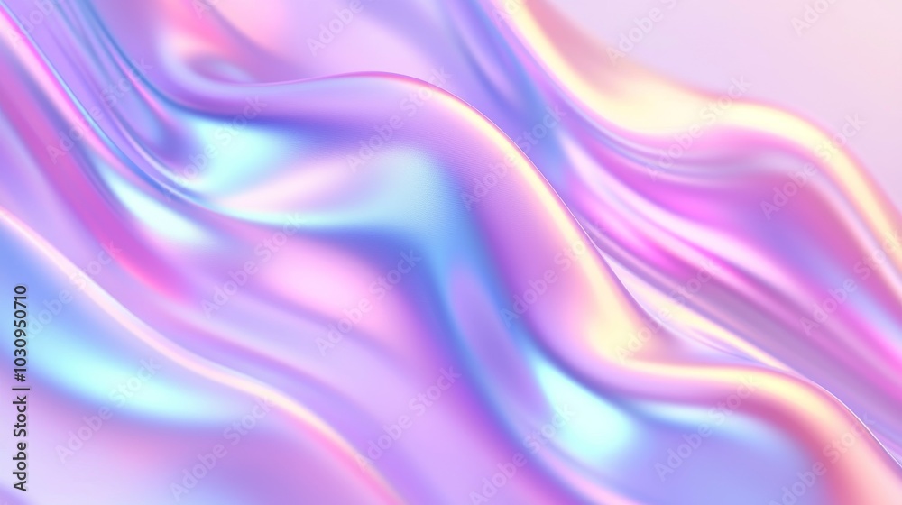 Fototapeta premium Iridescent holographic lines bending and flowing, holographic abstract, futuristic theme