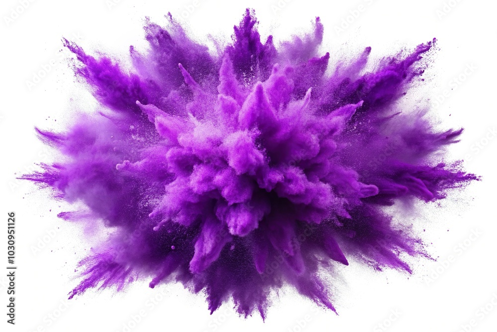 Vibrant violet color explosion on white background