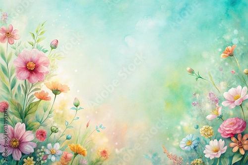 watercolor pastel background with flower
