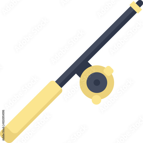 This fishing rod icon represents the concept of angling