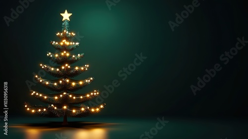 Illuminated Christmas tree on dark background