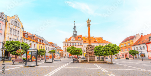 View of the Holy Trinity Column on T. G. Masaryk Square in Ceska Lipa photo