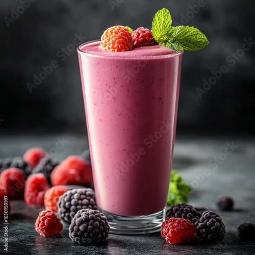 Delicious Raspberry Smoothie with Fresh Berries