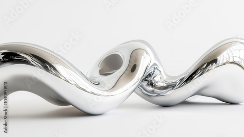 Abstract silver sculpture with a flowing design.