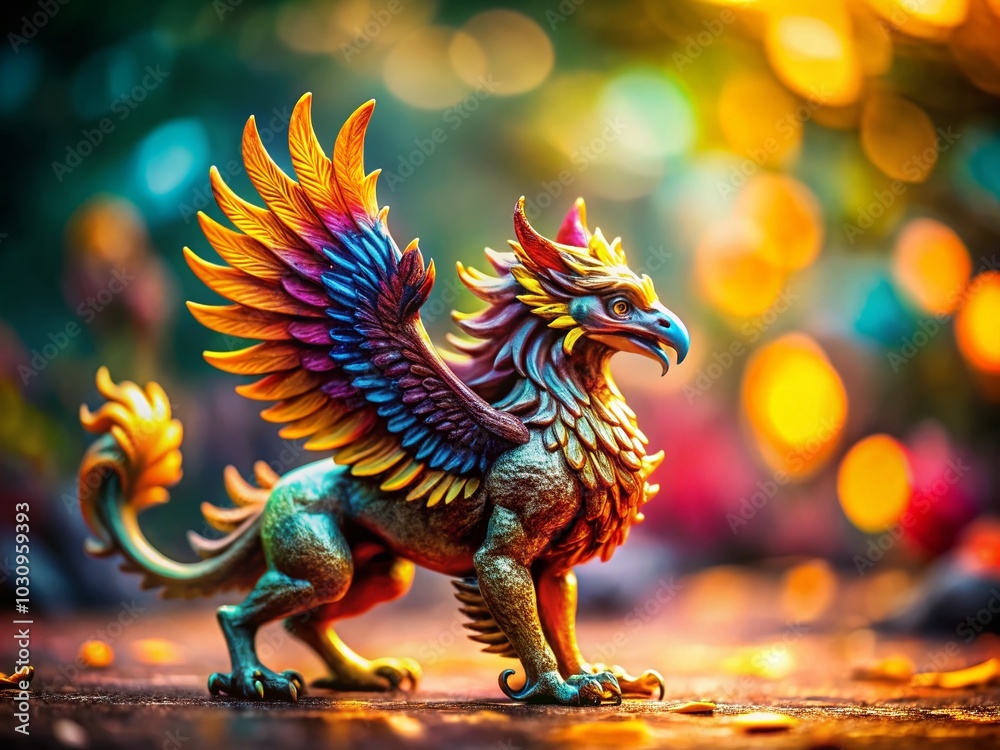 Fototapeta premium Tilt-Shift Griffin Logo Design with Wings - Symbol of Strength and Courage