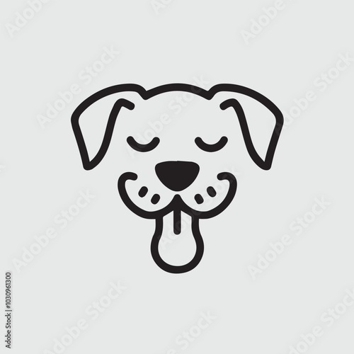 a drawing of a dog with a tongue sticking out logo .