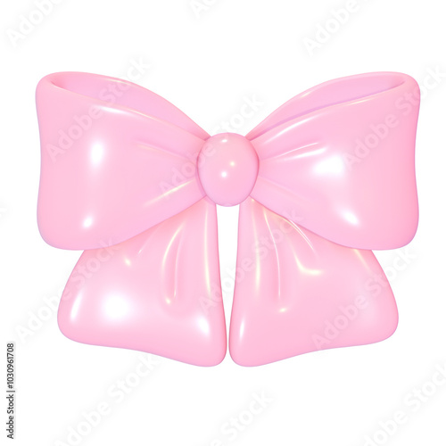 Cute 3d pastel pink ribbon bow kawaii illustration