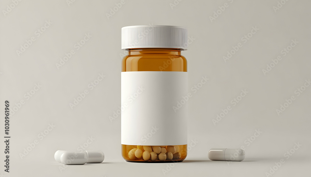 Pill Capsule Bottle in Medical Packaging Mockup Pill Capsule Bottle in Medical Packaging Mockup