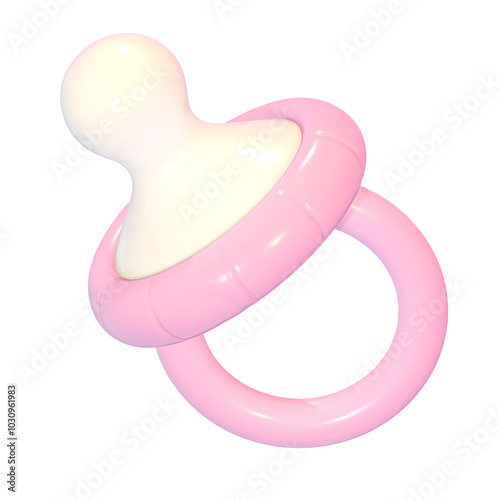 Cute 3d pastel pink baby pacifier kawaii illustration