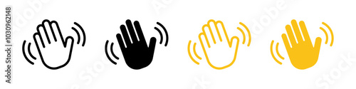 Waving hand icon set