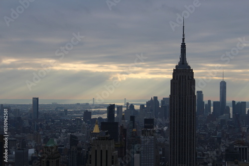 nyc city skyline (light beam)