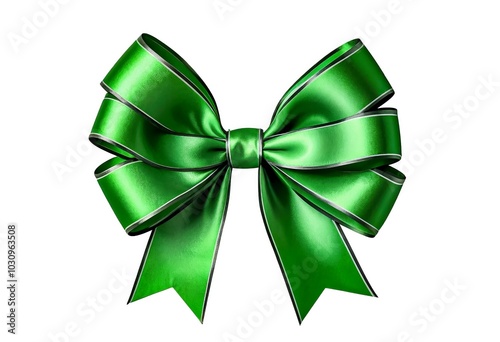 Bright Green Satin Bow With Elegant Curls and Tails Designed for Gift Wrapping or Decorations