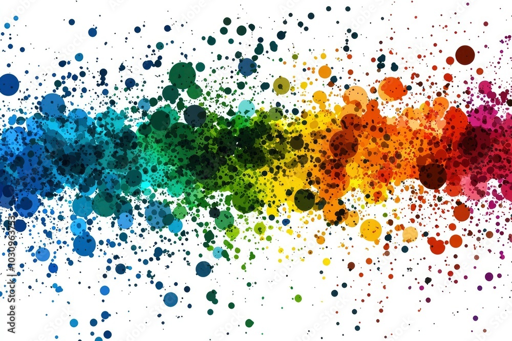 Abstract Rainbow-Colored Circles and Dots Pattern Abstract Rainbow-Colored Circles and Dots Pattern