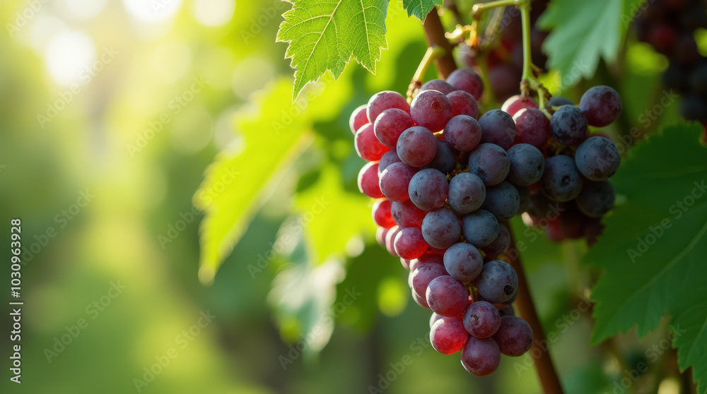 Fresh Purple Grapes on Vibrant Green Background and Wine Grapes in Vineyard for Healthy Living and Agricultural Concepts Fresh Purple Grapes on Vibrant Green Background and Wine Grapes in Vineyard for Healthy Living and Agricultural Concepts