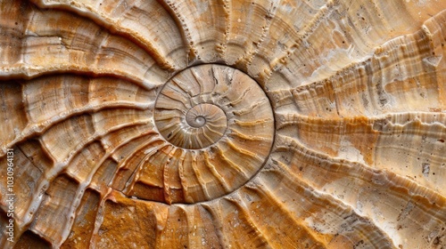 Nautilus shell highlighted in an abstract background, showing its iconic spiral. The shell's geometric design adds a unique touch to the wallpaper.