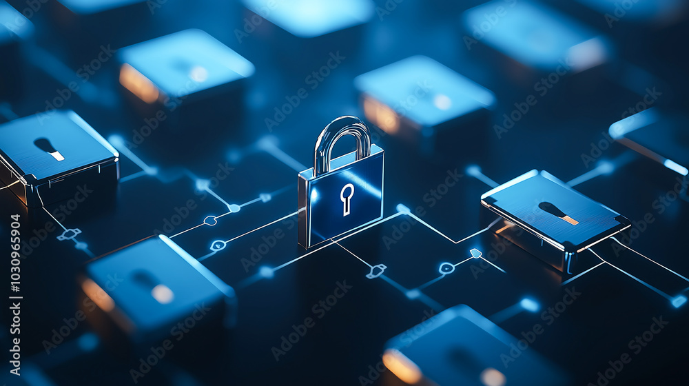 A digital lock icon on a keyboard, symbolizing cybersecurity and data protection in a modern technology environment. A digital lock icon on a keyboard, symbolizing cybersecurity and data protection in a modern technology environment.