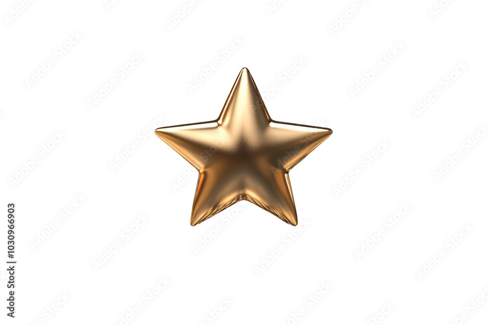 A shiny gold star symbol on a transparent background, ideal for awards or celebratory themes.