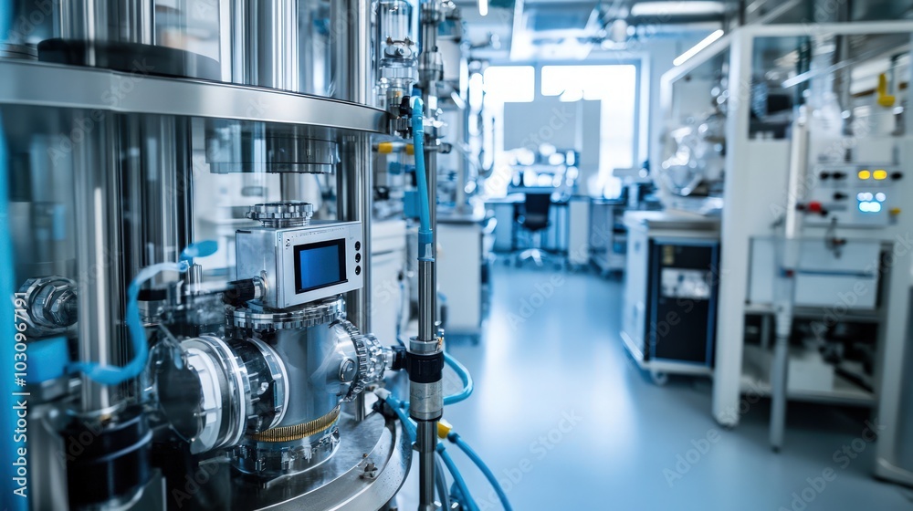 A high-tech green innovation lab with clean energy equipment, representing the forefront research in sustainable technologies A high-tech green innovation lab with clean energy equipment, representing the forefront research in sustainable technologies