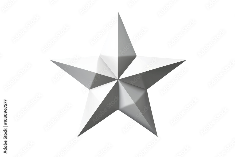 A three-dimensional white star on a transparent background, ideal for decorative or design purposes. A three-dimensional white star on a transparent background, ideal for decorative or design purposes.