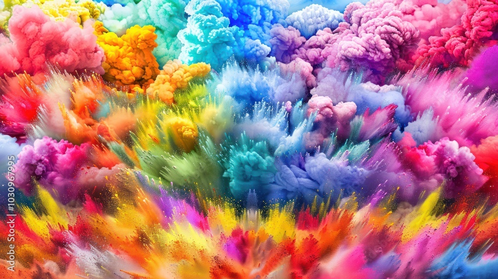 A Vibrant Explosion of Colorful Powder Clouds A Vibrant Explosion of Colorful Powder Clouds