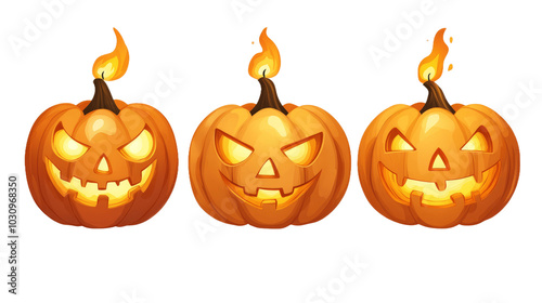 Halloween pumpkin head jack lantern with burning candles isolated on transparent background Halloween holidays art design celebration Carved Halloween Pumpkins photo