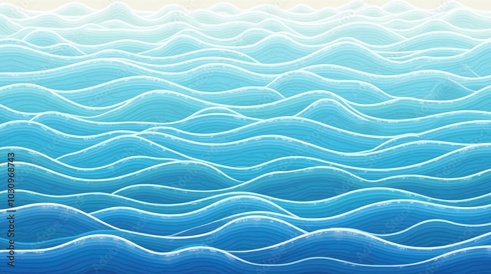 Obraz premium A seA serene view of textured ocean waves under a clear sky depicting shades of blue and white, creating a calming coastal atmosphere