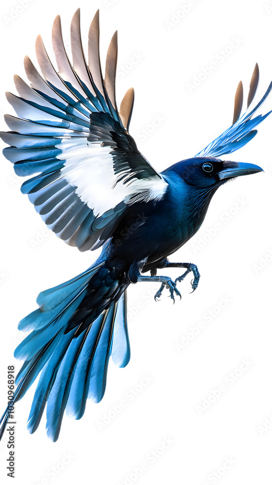 Obraz premium Greater Ani Bird, Flying, on Transparent Background PNG, Wallpaper, Cover and Screen for Smartphone, PC, Laptop, Graphic, Transparent PNG