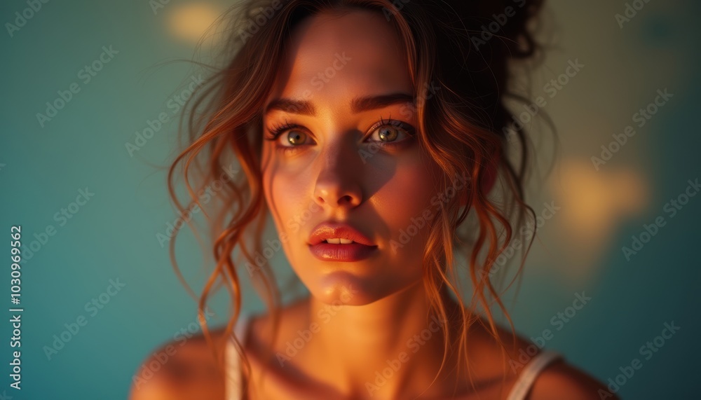 Attractive female's expression on a plain background. A wonderful depiction of beauty and charm. Attractive female's expression on a plain background. A wonderful depiction of beauty and charm.