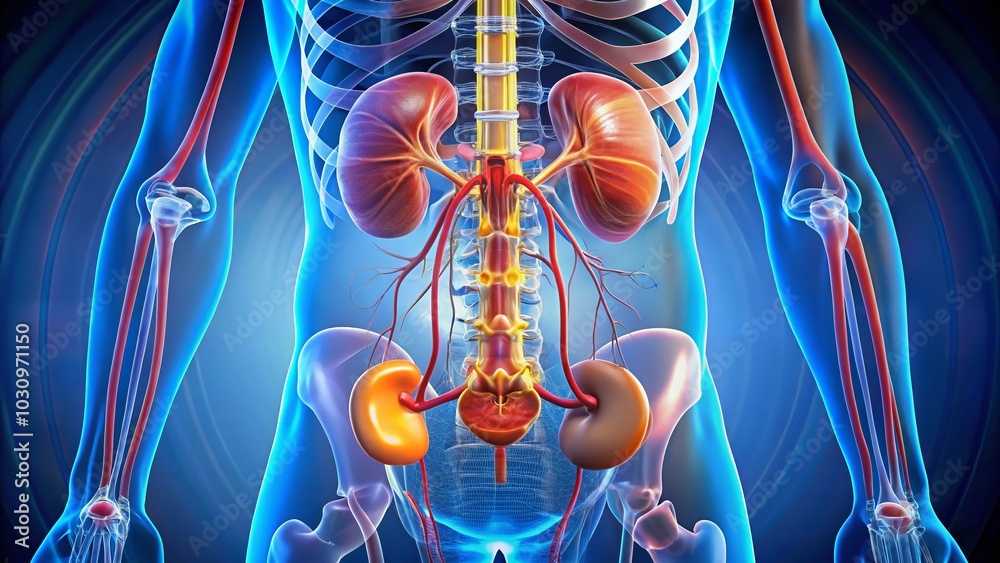 Detailed Urinary System Anatomy Illustration for Educational Use ...