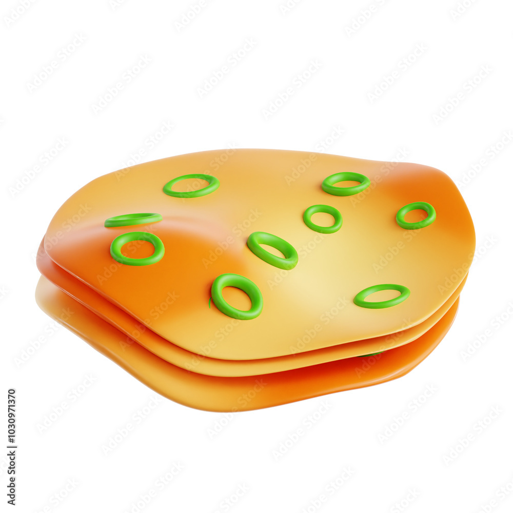 Fototapeta premium PNG 3D naan illustration isolated on a white background