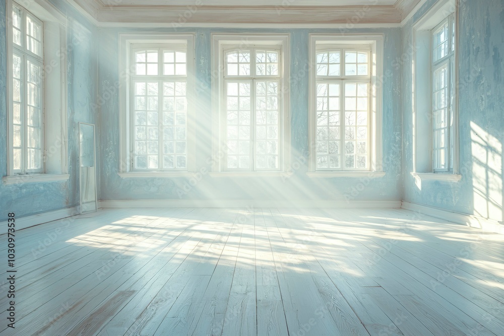 Sunbeams Streaming Through Windows in an Empty Room Sunbeams Streaming Through Windows in an Empty Room