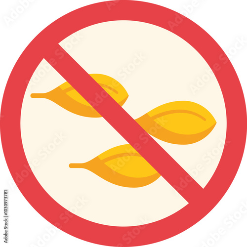 Gluten intolerance concept icon with a red forbidden symbol denying cereals