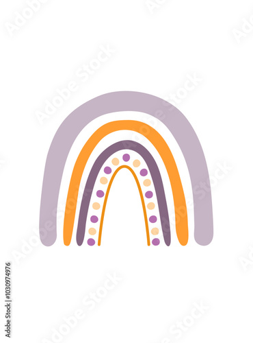 Rainbow abstract shape, simple hand drawn silhouette illustration in trendy pastel colors, minimalist concept perfect for celebration design, cards, banners, posters, textile, papercraft