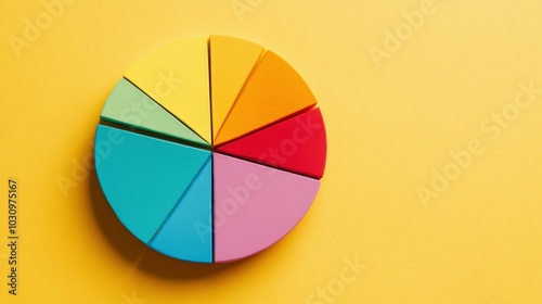 Free Download Skill Distribution Pie Chart on a Solid Yellow Background Showing Varied Segments and Colors. Generative AI - GFXLoad