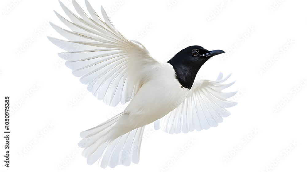 Fototapeta premium Bare-throated Bellbird Bird, Flying, Transparent Background PNG, Wallpaper, Cover and Screen for Smartphone, PC, Laptop, Graphic, Transparent PNG