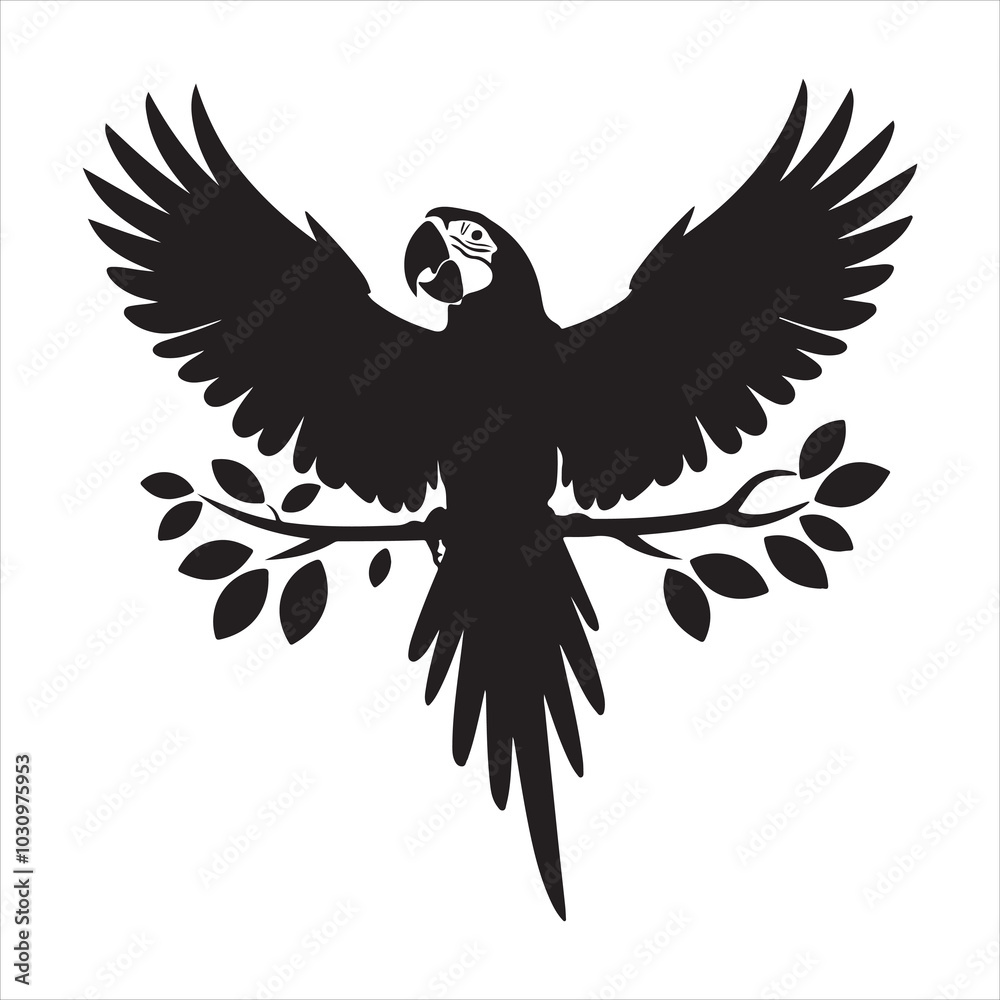 Fototapeta premium A parrot silhouette vector style with a white background