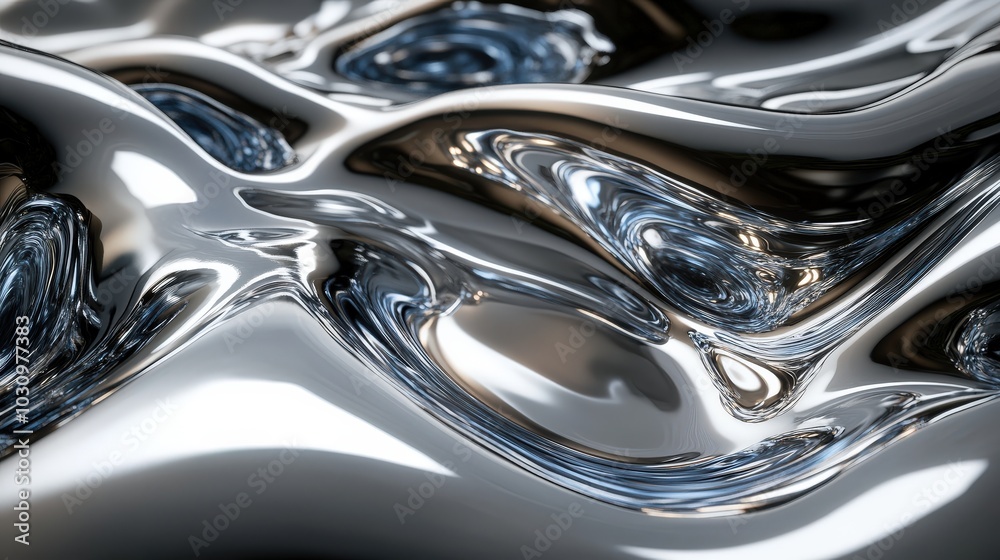 custom made wallpaper toronto digitalFluid Metal. Liquid Chrome Surface with Unreal Organic Shape in Dark Matter Background