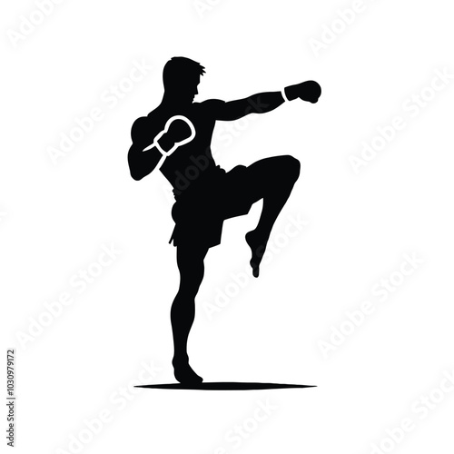 Muay Thai Fighter Silhouette