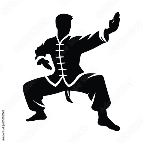 Kung Fu Practice Silhouette